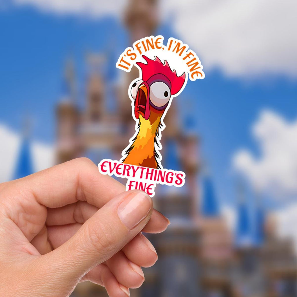 Disney  Hei Hei Funny  It's Fine. I'm Fine Everythings Fine Sticker Waterproof Disney Laptop Stickers planner stationery decal water bottle hydro