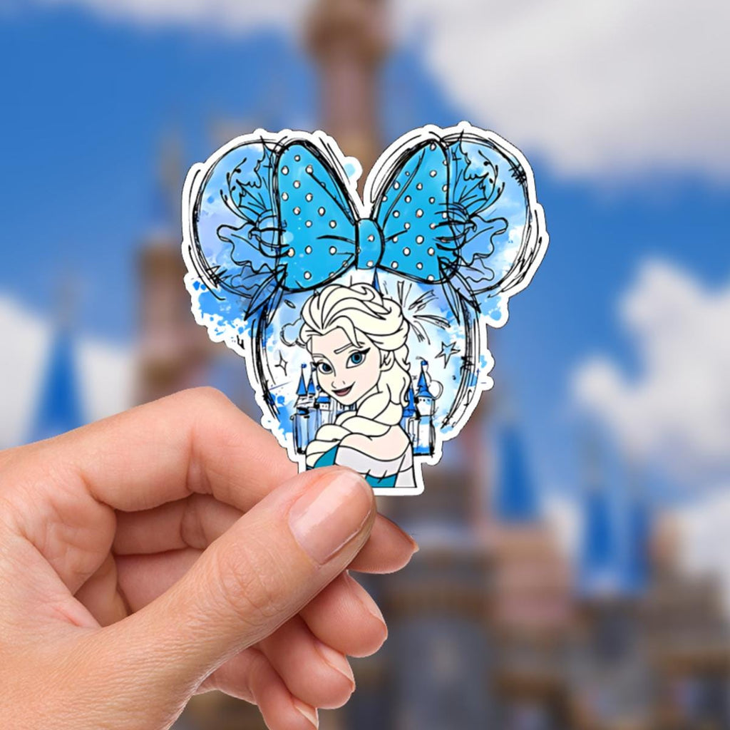 Elsa with Mickey Head Frozen Waterproof Disney Laptop Stickers  Sven disneymickey mouse planner stationery decal water bottle cell phonelogo