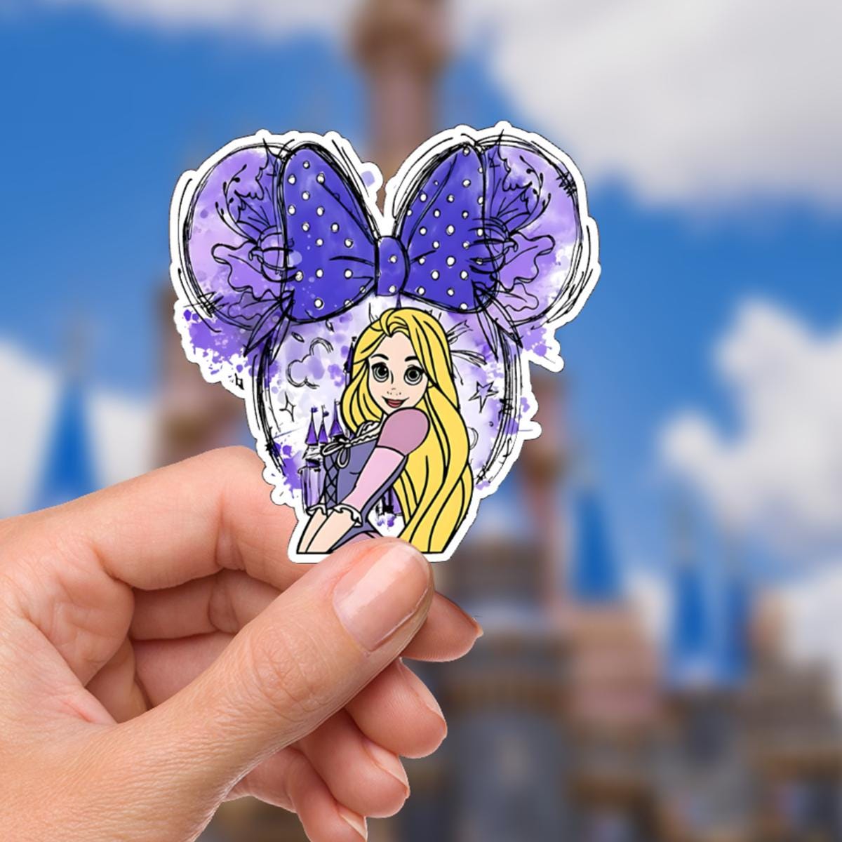 Rapunzel Mouse Ears Waterproof Laptop Sticker