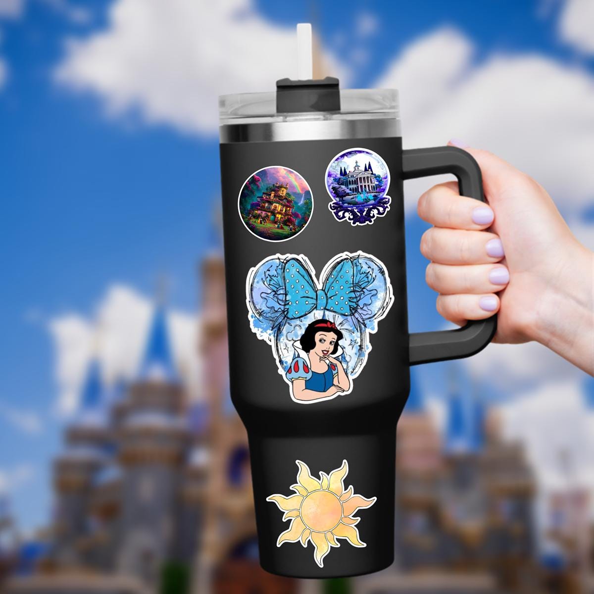 Snow White Seven Dwarfs Sticker Waterproof Disney Laptop, Disneying Theme Park Vacation, Castle Park Mouse Disney Water Bottle, Disney Decal