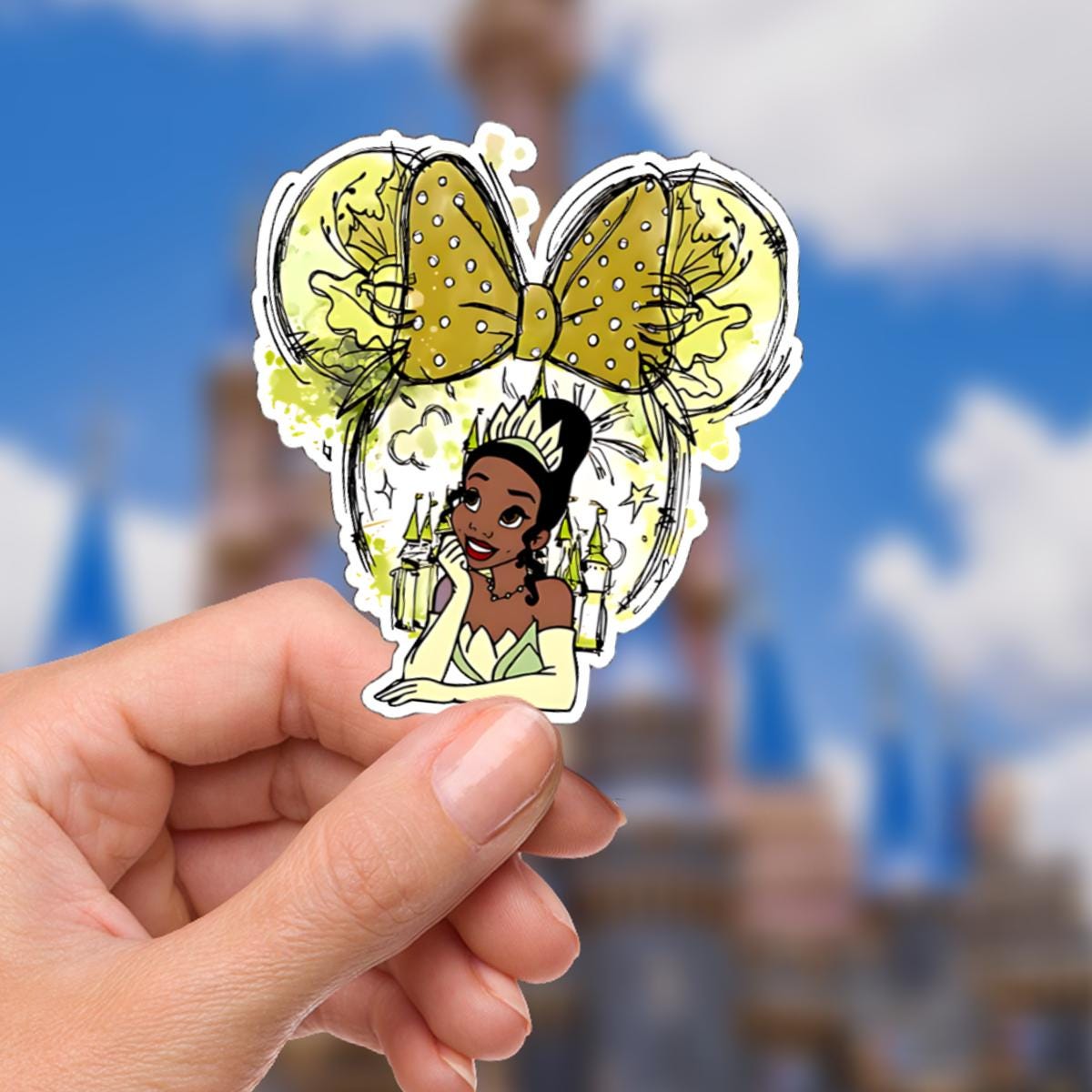 Disney Tiana Princess And The Frog Waterproof Disney Laptop Stickers Tianas Place Disney Gift Planner Stationery Decal Water Bottle Cell