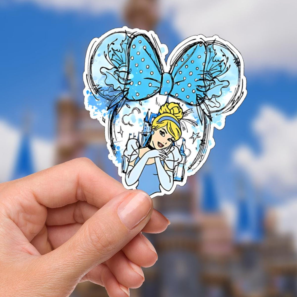 Cinderella Vinyl Sticker: Watercolor Castle, Glass Slipper, journal stickers, disney gift, disney present, junk journal