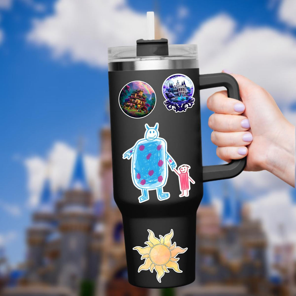 Monsters Inc. Sully and Boo , Kitty ,   World Sticker Waterproof Disney Laptop, Disneying Theme Park Vacation, Castle Park Mouse hydro bottle, disney stickers, junk journal, journal stickers