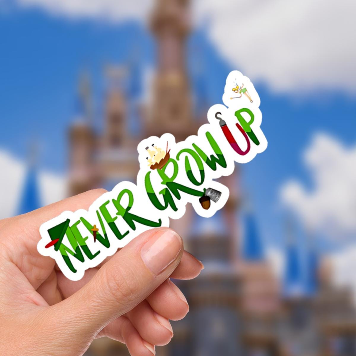 Peter Pan Never Grow Up Sticker/ Peter Pan Neverland Disneyy Pixie Dust Laptop Stickers/Minnie Vinyl Decals/ Planner Water bottle sticker