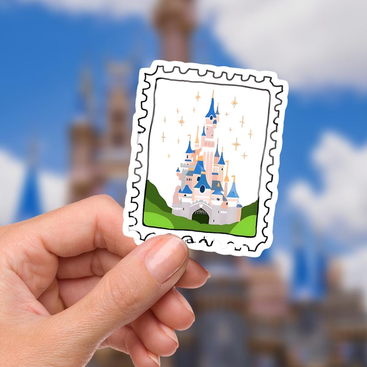 Disney Magic Kingdom Castle Stamp Sticker, Waterproof Vinyl Decal Disney Gift, Disney Present