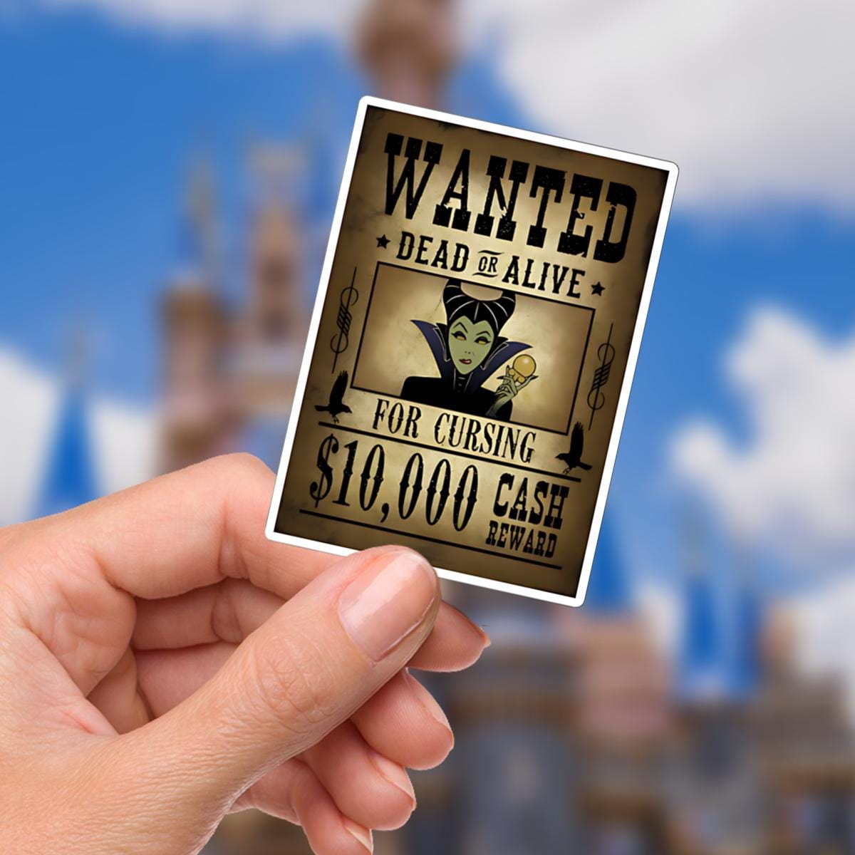 Disneyy Villain Maleficent Wanted Sticker disney villainous Waterproof Disney Laptop, Disneying Water Bottle, Hydro Bottle Gift