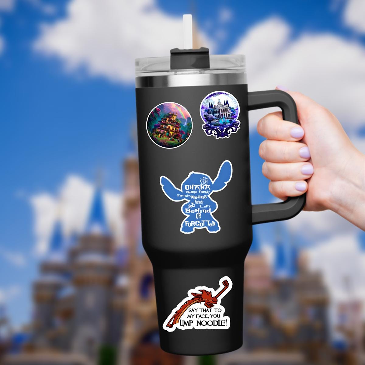Stitch Waterproof Vinyl Sticker: Lilo and Stitch Ohana Decal, disney sticker, disney present, hydro bottle, journal sticker, stitch sticker, junk journal