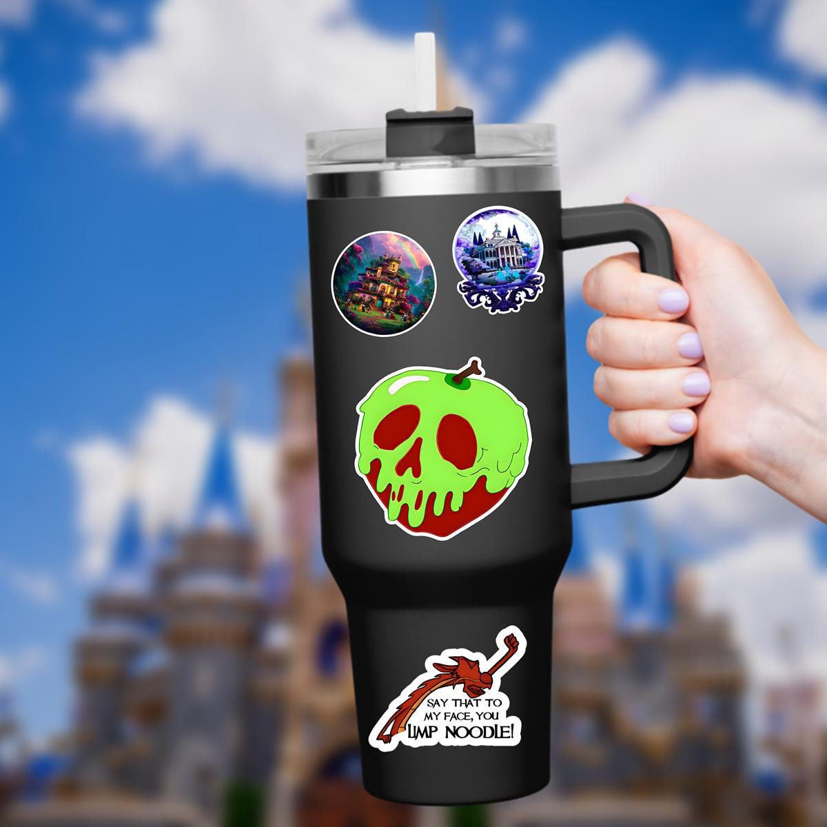 Snow White Seven Dwarfs Poisoned Apple Sticker Waterproof Disney Laptop, Disneying Vacation, Castle Mouse Disney Water Bottle, Disney Decal