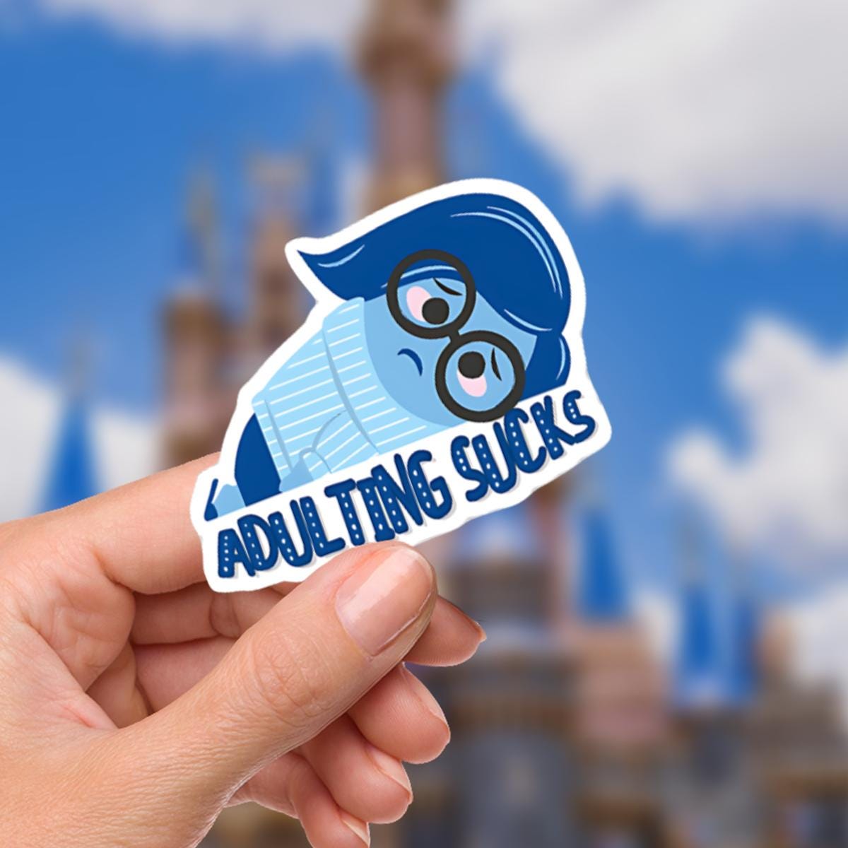Inside Out Sadness Sticker: Disney, Humor Waterproof Vinyl Decal