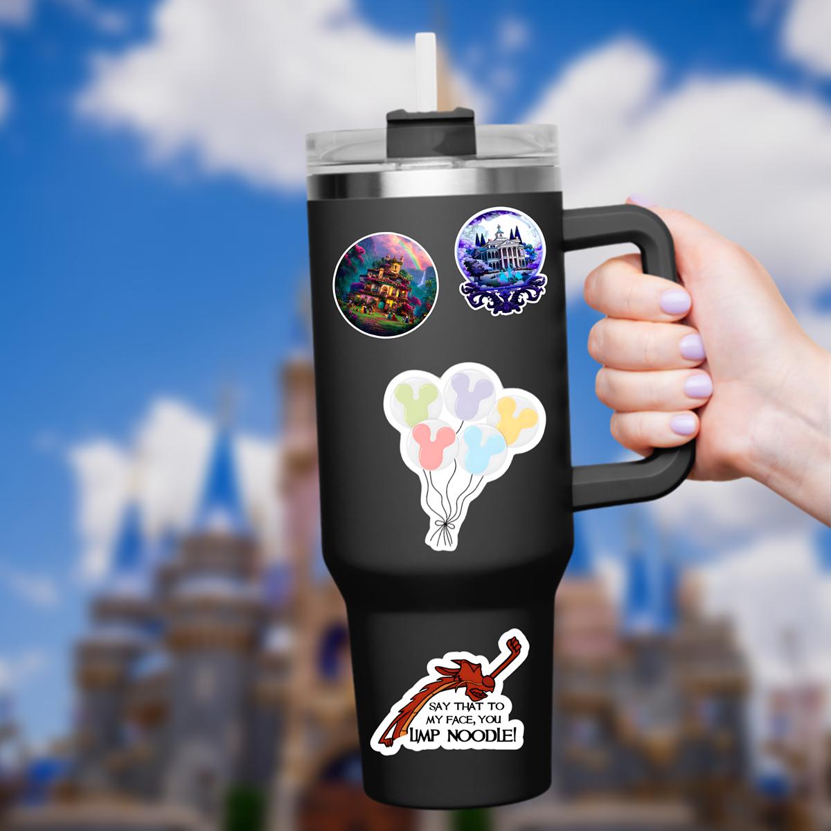 Disney Mickey Balloons  Castle  World Sticker Waterproof Disney Laptop, Disneying Theme Park Vacation, Castle Park Mouse Disney Sticker