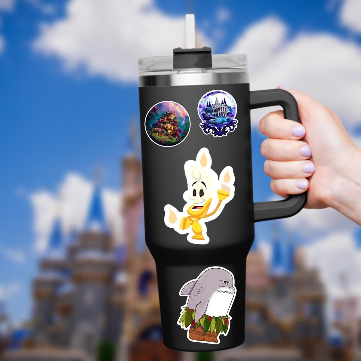 Lumier, Cogsworth, Beauty And The Beast Disneyy World Sticker Waterproof Disney Laptop, Disneying Theme Park Vacation, Castle Park Mouse