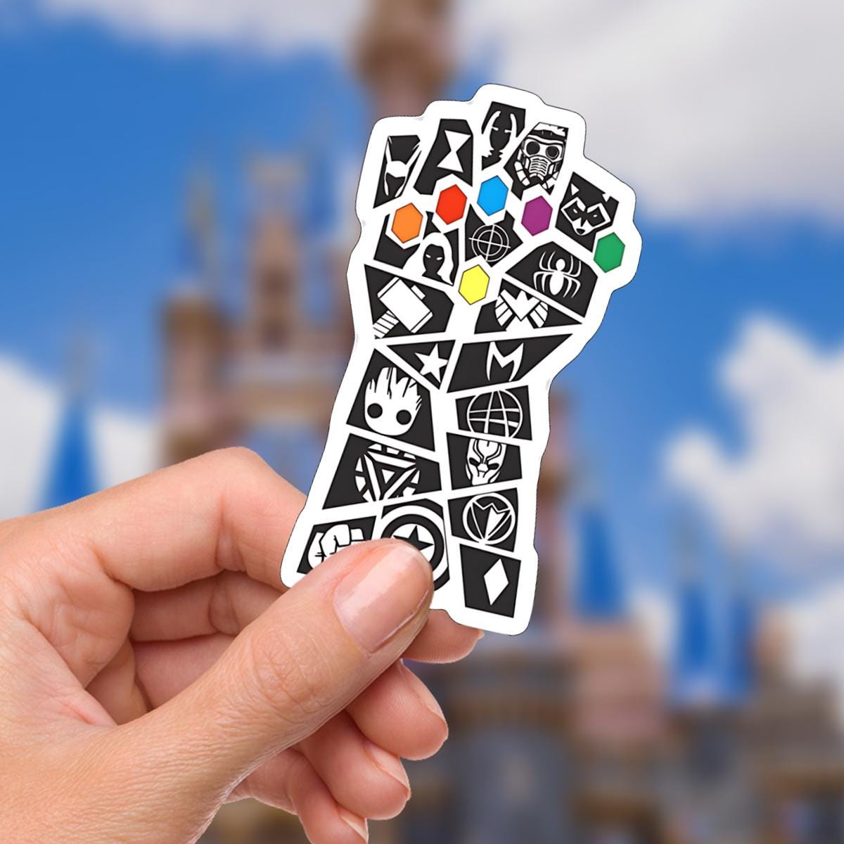 Marvel Gauntlet Sticker Disney Waterproof Disney Laptop Stickers,  planner stationery decal water bottle cell