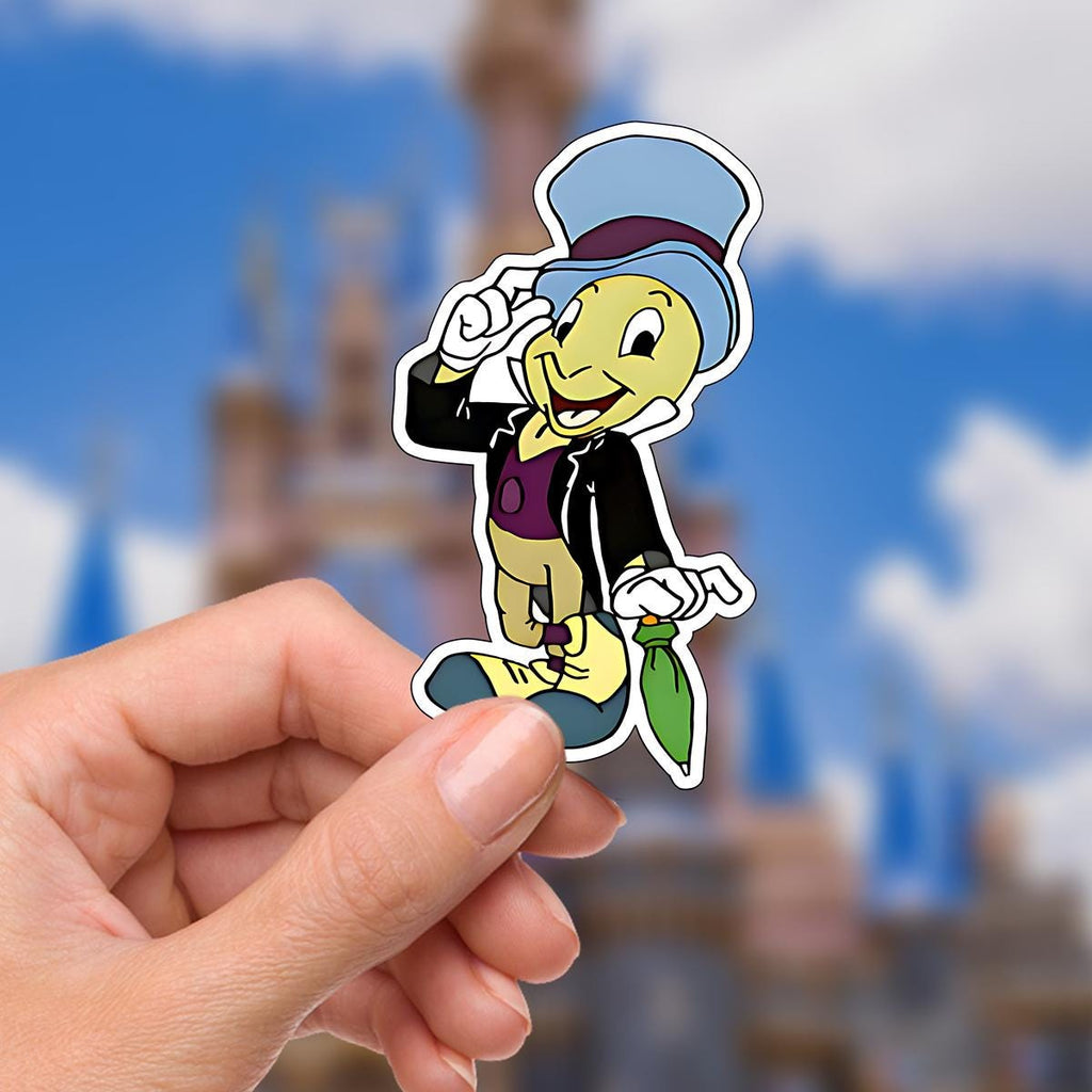 Disney Pinocchio Sticker Jiminy Cricket Waterproof Disney Laptop, Disneying Theme Park Vacation, Castle Park Mouse Disney gift, Disney present, Junk journal, journal stickers