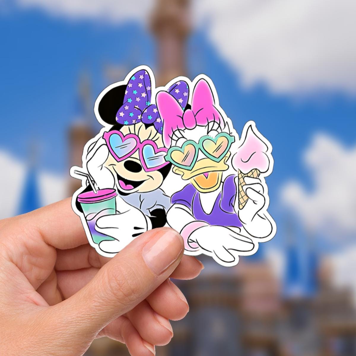 Disney Minnie and Daisy Sticker Waterproof Disney Laptop, Disneying Theme Park Vacation, Castle Park Mouse