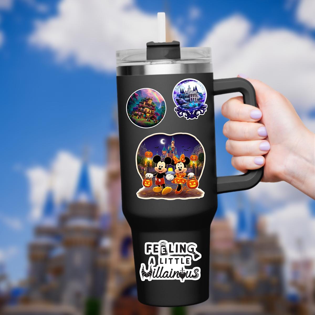 Halloween Mickey Mouse Haunted Mansion Sticker: Waterproof Vinyl Decal for Laptop, Water Bottle