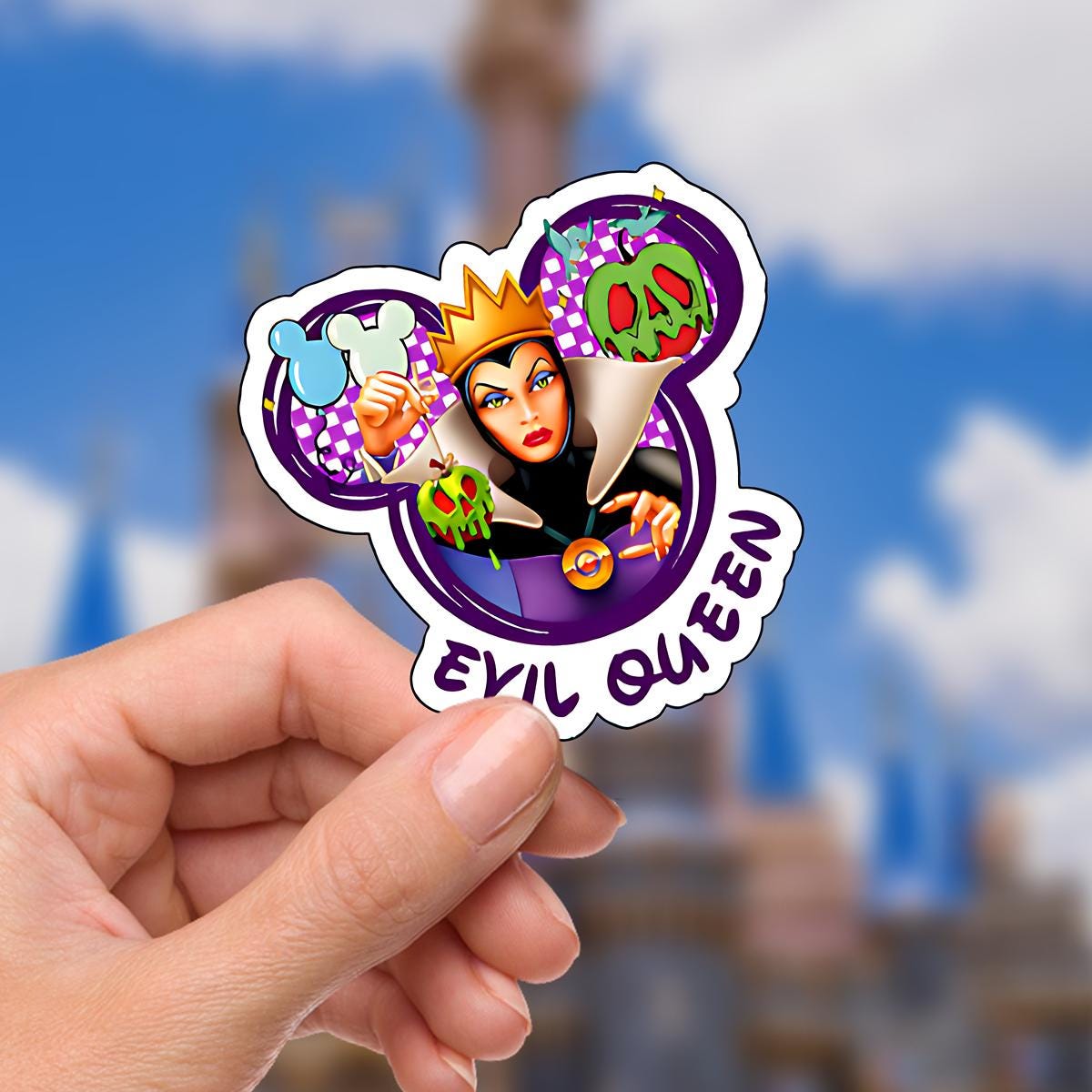 Disneyy Villain Evil Queen sticker Disney Humor villainous Waterproof Disney Laptop, Disneying Water Bottle Hydro Bottle Theme Park Vacation