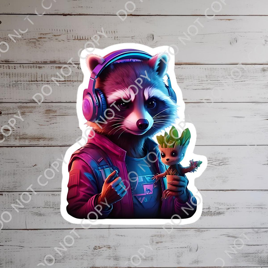 Disney Marvel Groot Sticker Rocket Racoon: Waterproof Vinyl Decal for Laptop, Water Bottle