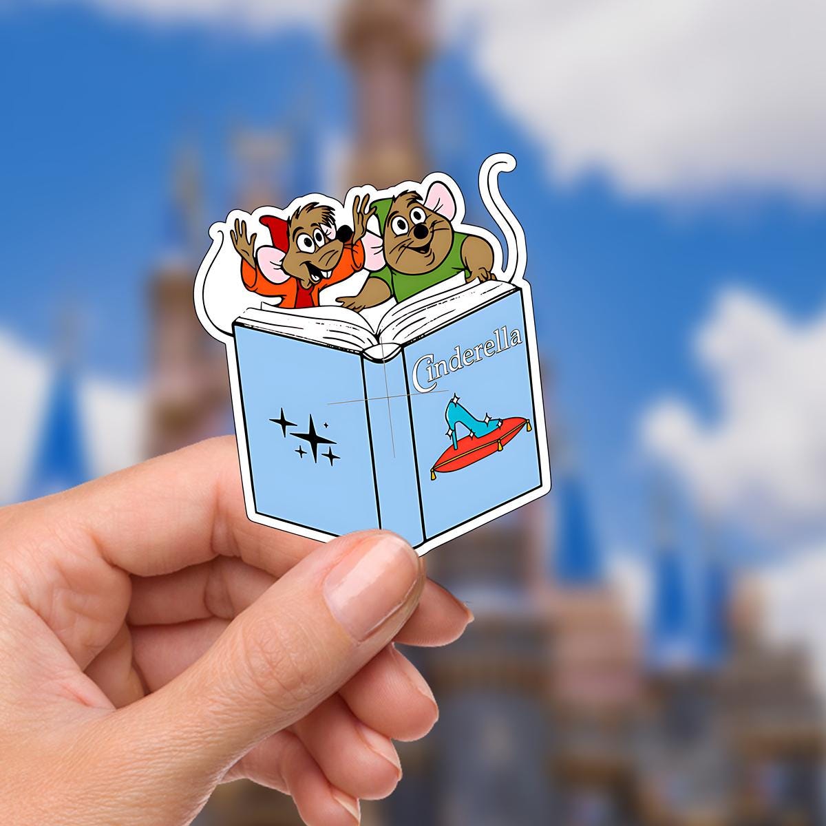 Cinderella Fairy gus gus Vinyl Sticker: Watercolor Castle, Glass Slipper, journal stickers, disney gift, disney present, junk journal