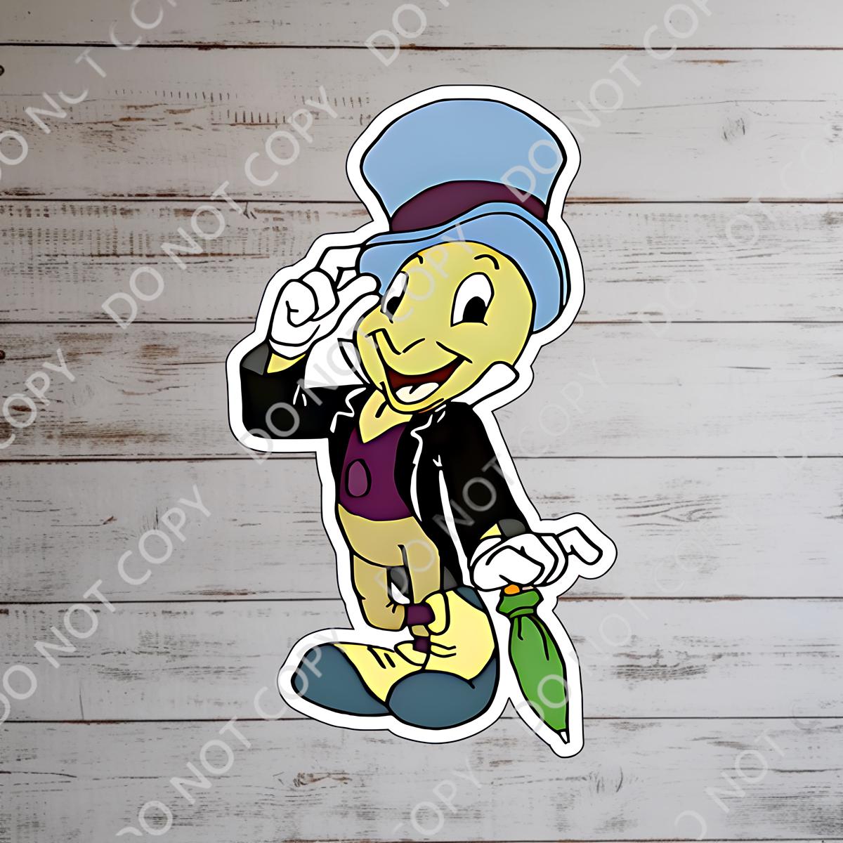 Disney Pinocchio Sticker Jiminy Cricket Waterproof Disney Laptop, Disneying Theme Park Vacation, Castle Park Mouse Disney gift, Disney present, Junk journal, journal stickers