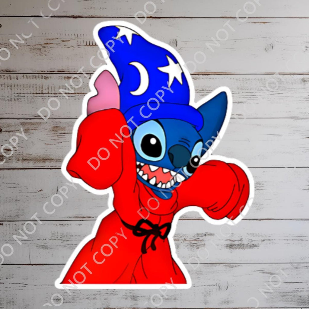 Sorcerer Fantasia Stitch Sticker: Waterproof Vinyl Decal for Laptop, Water Bottle