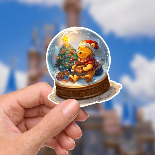 Christmas Winnie the Pooh Vinyl Sticker: Holiday Laptop Decal