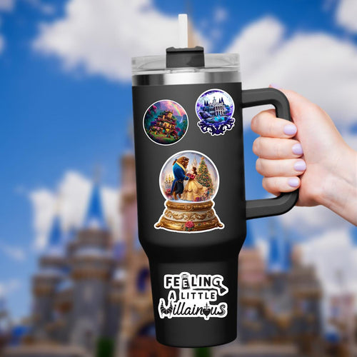 Beauty and the Beast Christmas Snow Globe Sticker - Waterproof Vinyl