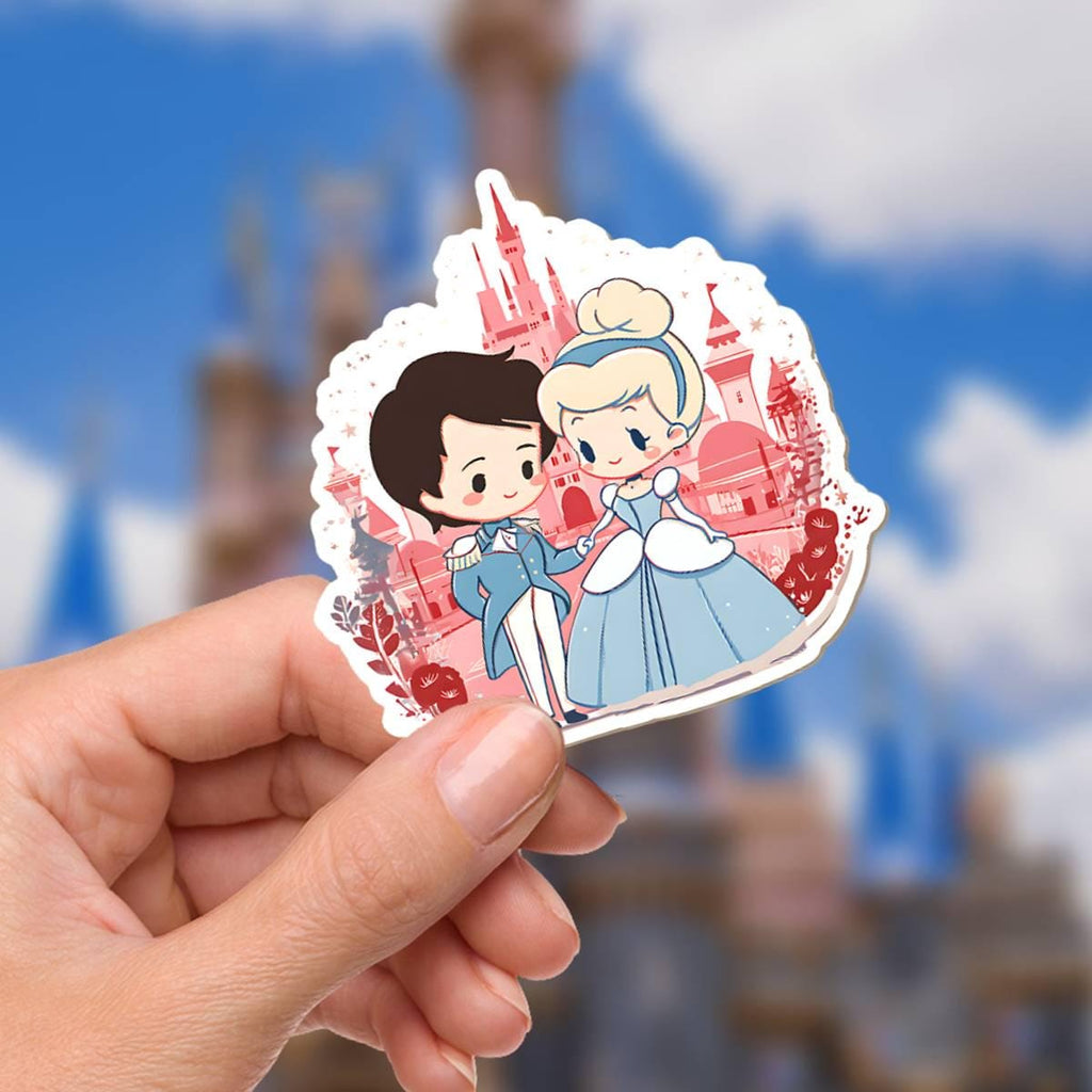 Cinderella & Prince Charming Glass SlipperDisney Castle Decal Laptop Sticker/ Walt Disney decal cell phone MickeyMouse planner water bottle