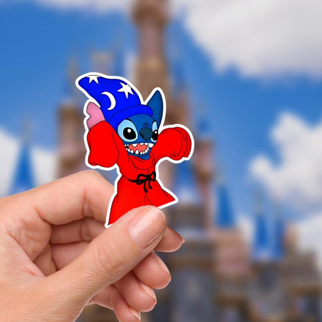 Sorcerer Fantasia Stitch Sticker: Waterproof Vinyl Decal for Laptop, Water Bottle