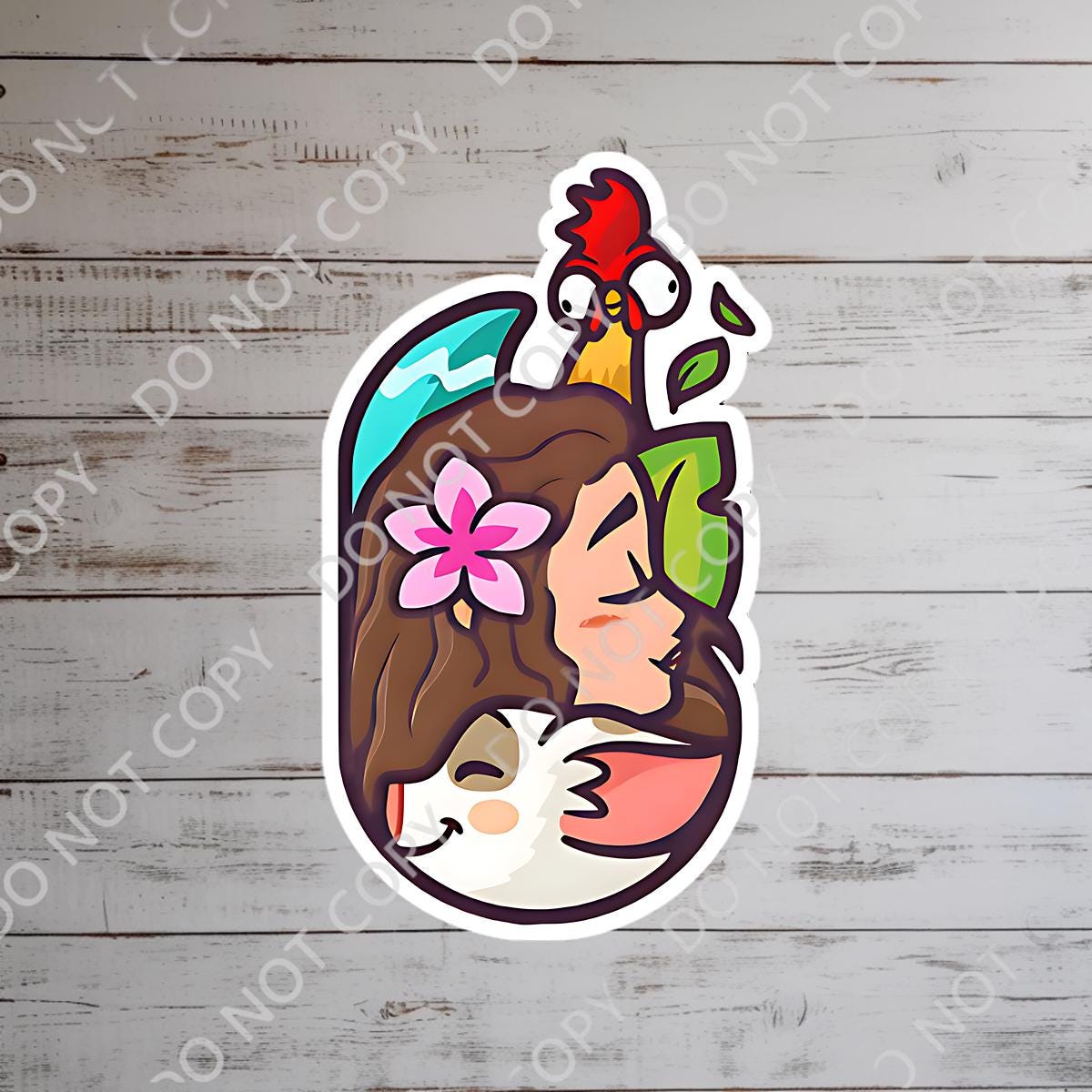 Moana Gramma Tala Maui Mickey Head Sticker: Waterproof Vinyl Decal