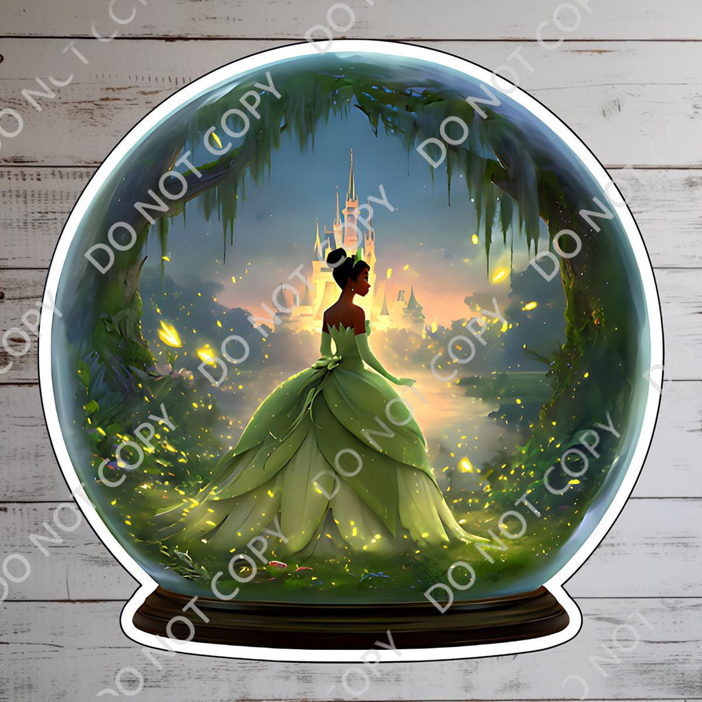 Disney Tiana Princess And The Frog  Snow Globe Waterproof Disney Laptop Stickers Tianas Place Disney Gift planner stationery decal water
