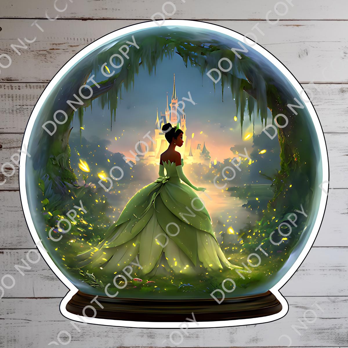 Disney Tiana Princess And The Frog  Snow Globe Waterproof Disney Laptop Stickers Tianas Place Disney Gift planner stationery decal water