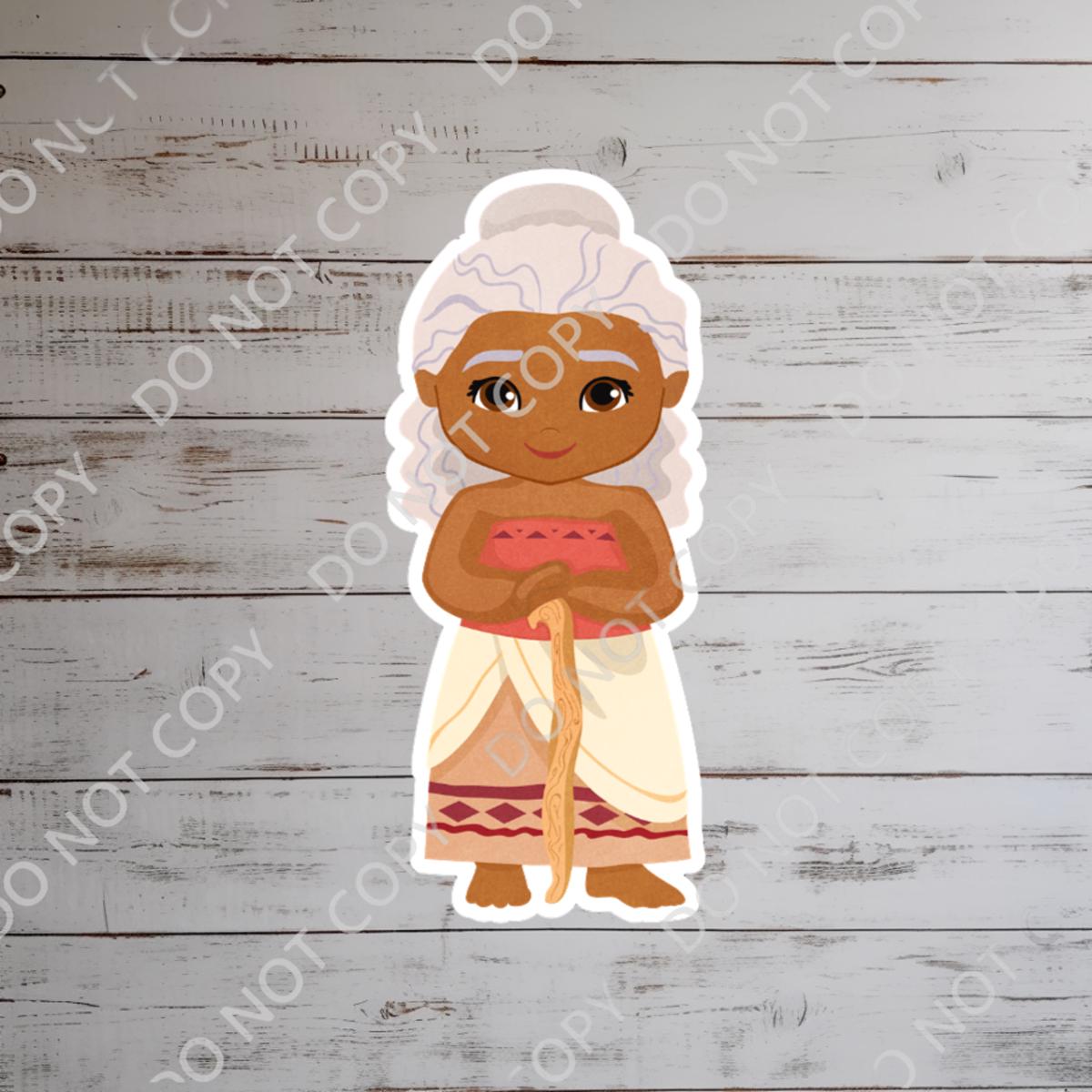Moana Gramma Tala Maui Mickey Head Sticker: Waterproof Vinyl Decal
