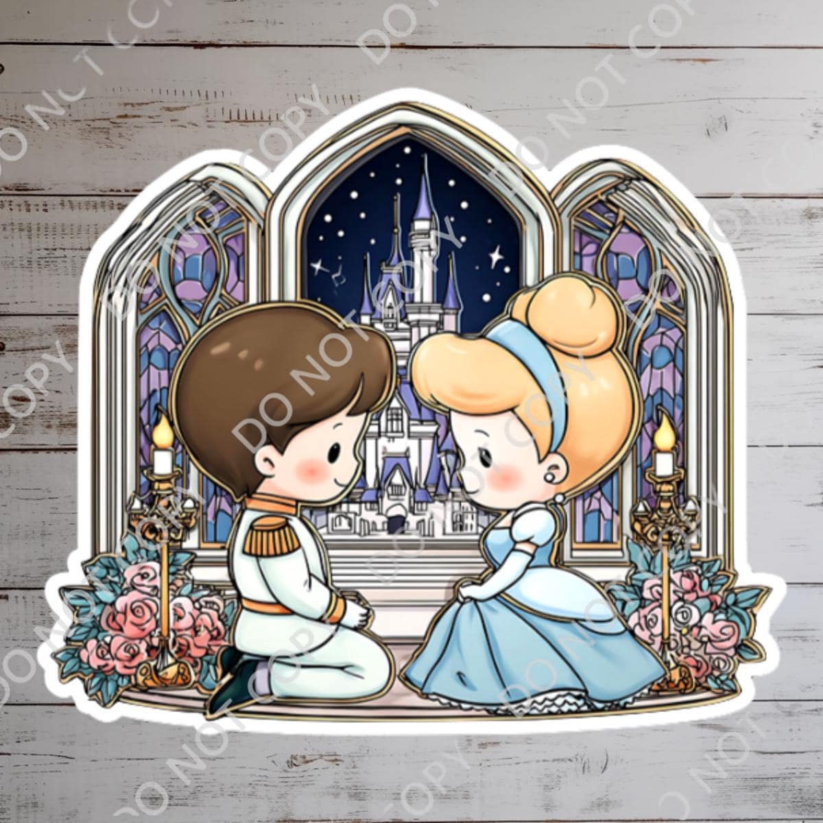 Cinderella & Prince Charming Glass SlipperDisney Castle Decal Laptop Sticker/ Walt Disney decal cell phone MickeyMouse planner water bottle