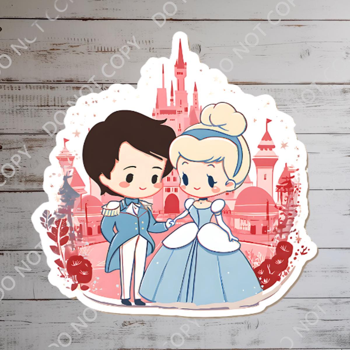 Cinderella & Prince Charming Glass SlipperDisney Castle Decal Laptop Sticker/ Walt Disney decal cell phone MickeyMouse planner water bottle