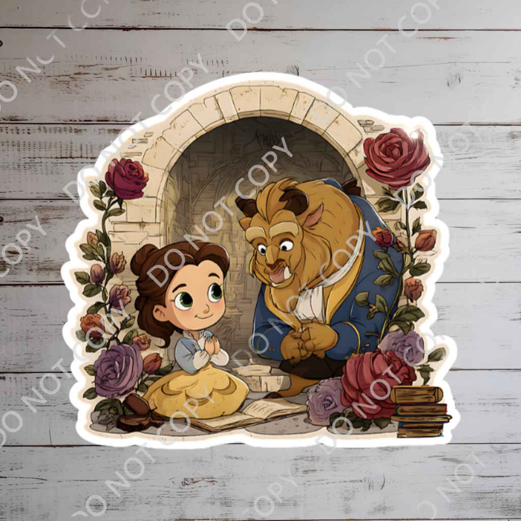 Beauty and the Beast Books Sticker - Waterproof Vinyl