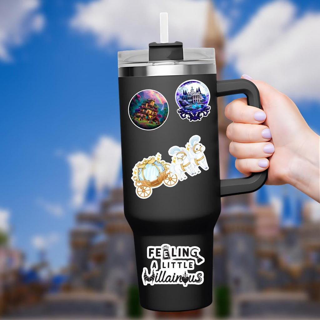 Cinderella Carriage Vinyl Sticker: Watercolor Castle, Glass Slipper