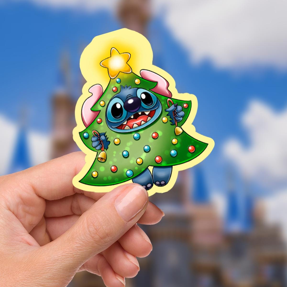 Disney Christmas Stitch World Sticker Waterproof Disney Laptop, Disneying Theme Park Vacation, Castle Park Mouse