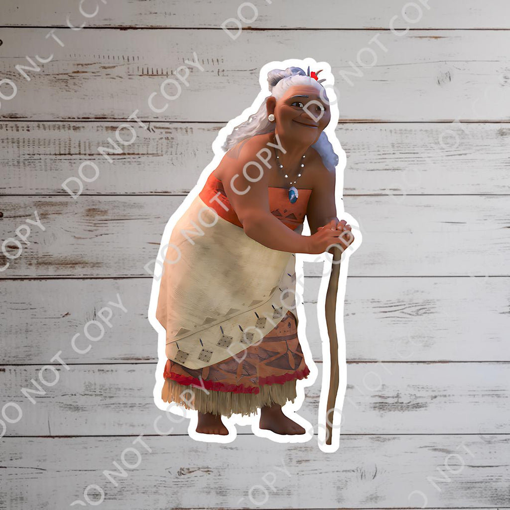 Moana Gramma Tala Maui Mickey Head Sticker: Waterproof Vinyl Decal