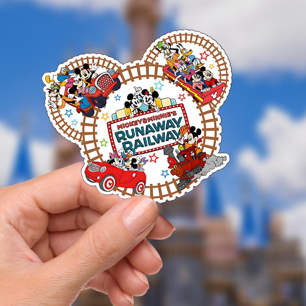 Disney Ride Mickey Minnie's Runaway Rails Sticker Waterproof Disney Laptop, Disneying Theme Park Vacation, Castle Park Mouse