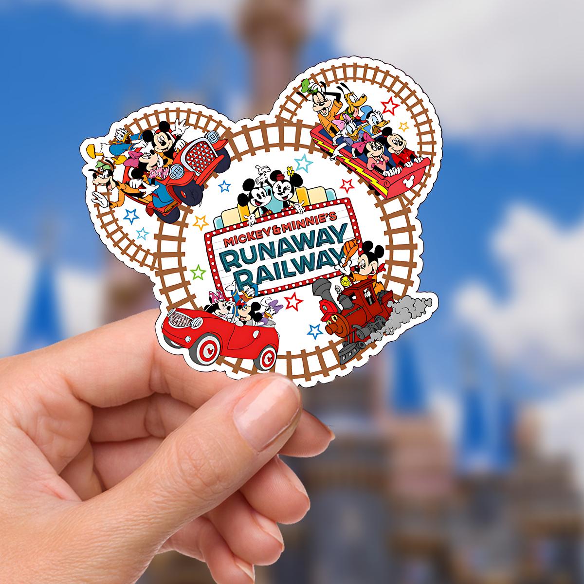 Disney Ride Mickey Minnie's Runaway Rails Sticker Waterproof Disney Laptop, Disneying Theme Park Vacation, Castle Park Mouse
