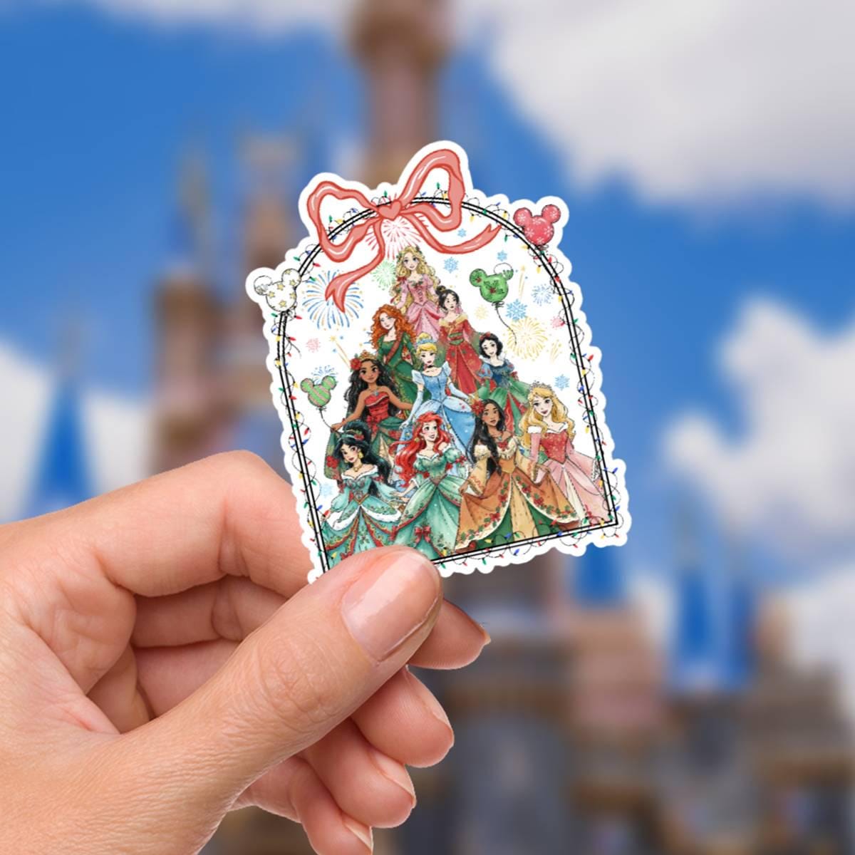 Disneyy Christmas Princess Castle  World Sticker Waterproof Disney Laptop, Disneying Theme Park Vacation, Castle Park Mouse