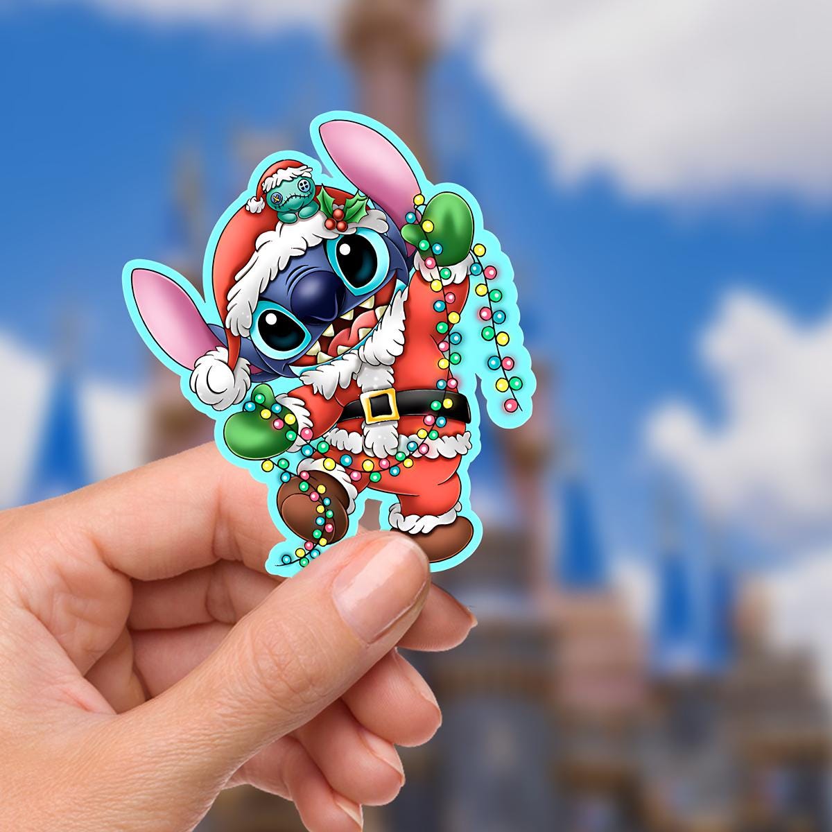 Disney Christmas Stitch Sticker Waterproof Disney Laptop, Disneying Theme Park Vacation, Castle Park Mouse