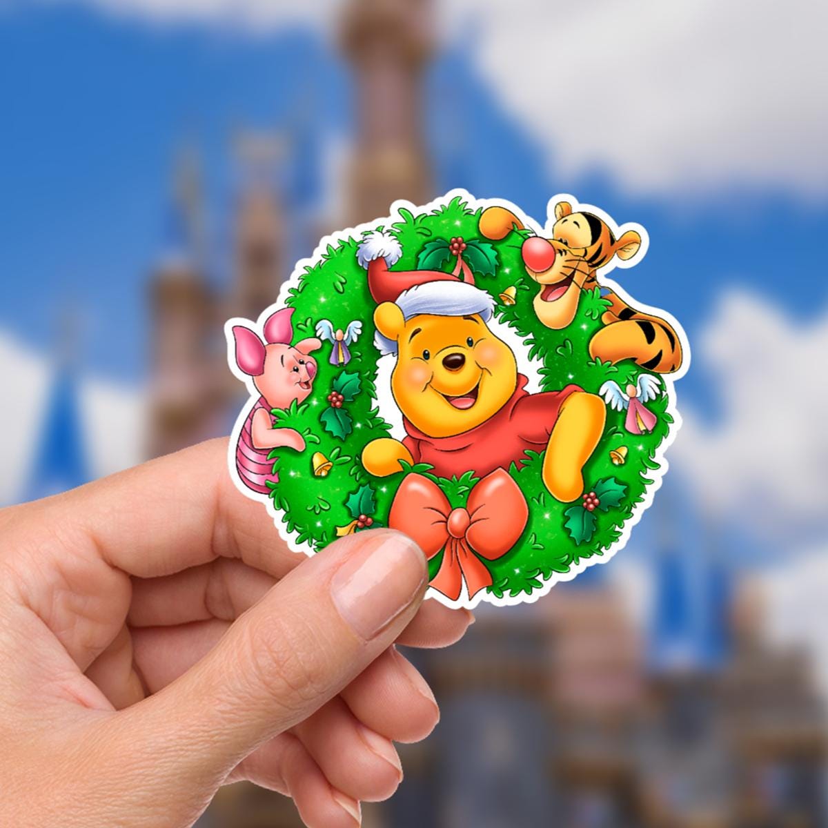 Disney Christmas Winnie The Pooh Sticker Waterproof Disney Laptop, Disneying Theme Park Vacation, Castle Park Mouse