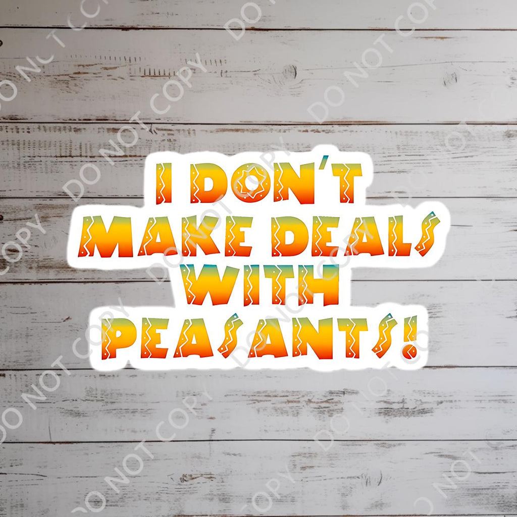 Disney Humor Emperor's New Groove Llama "I don't make Deals With Peasants" Waterproof Sticker