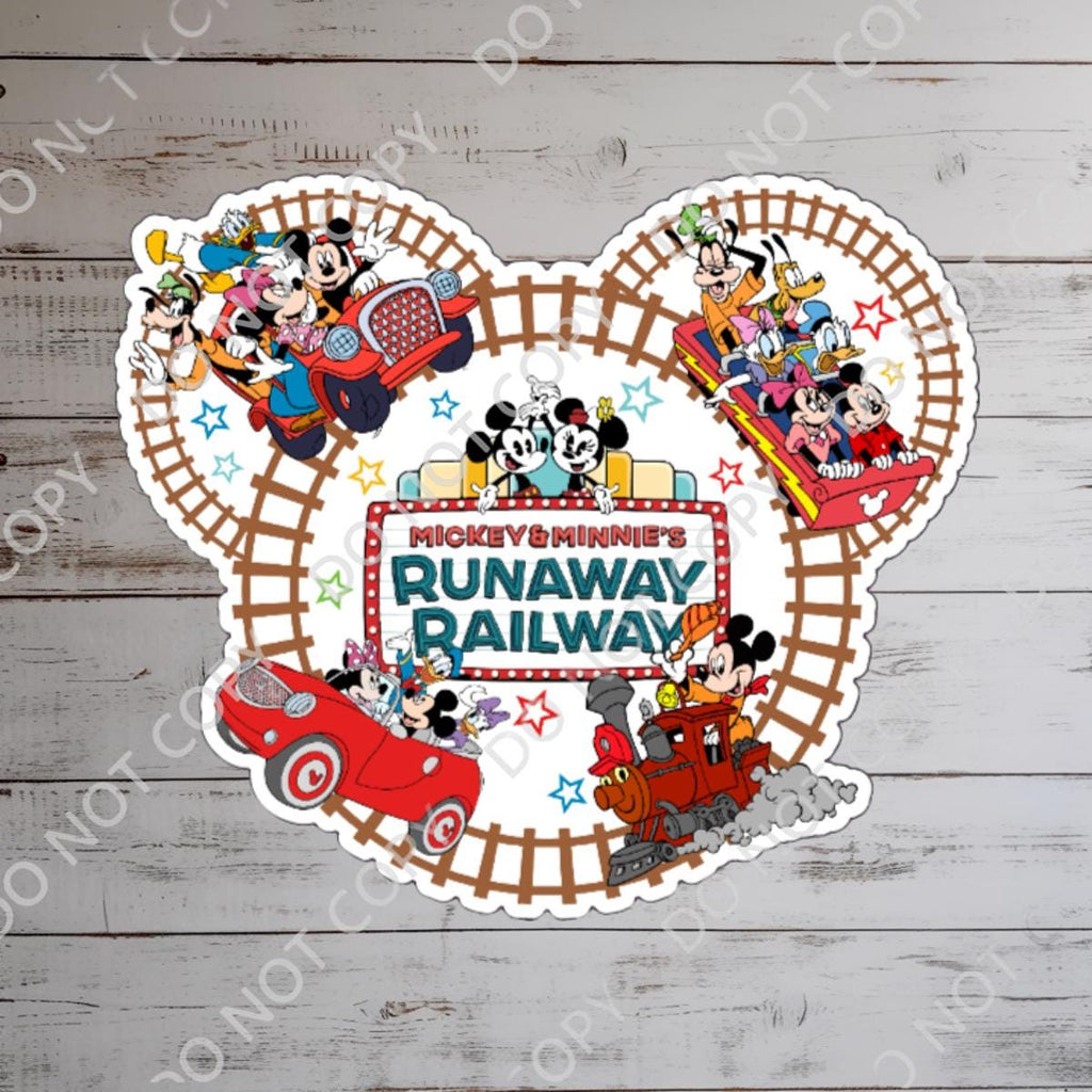 Disneyy Ride Mickey Minnie's Runaway Rails Sticker Waterproof Disney Laptop, Disneying Theme Park Vacation, Castle Park Mouse