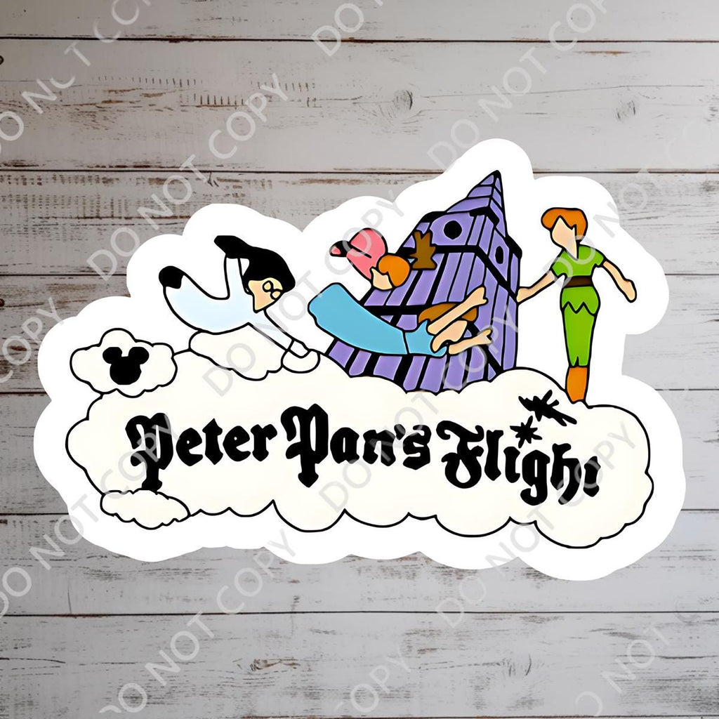 Disney Sticker Ride Peter Pan's  Flight Sticker Waterproof Disney Laptop, Disneying Theme Park Vacation, Castle Park Mouse, hydro bottle,  journal stickers, junk journal, disney gift, disney present