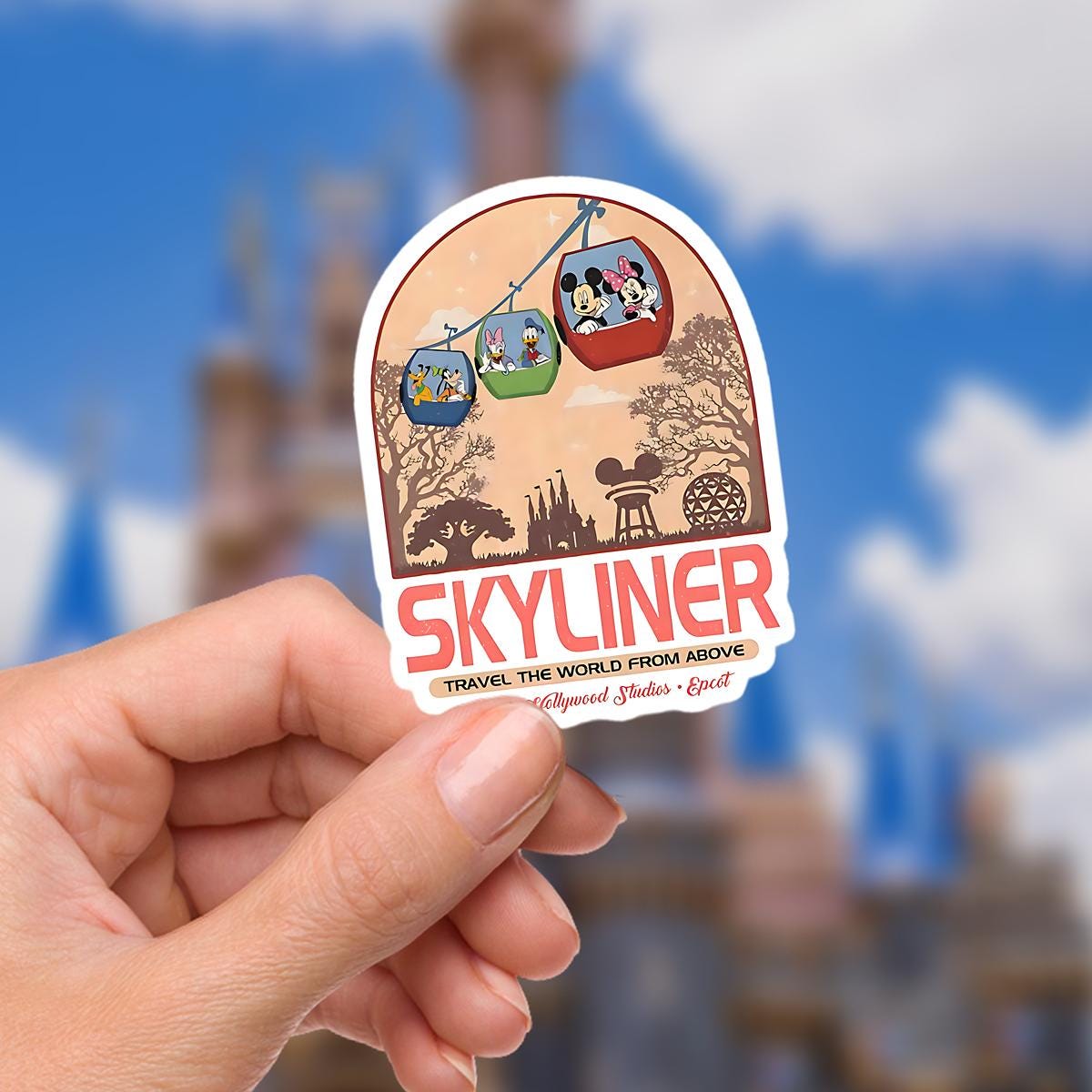 Disney SkyLiner Castle  World Sticker Waterproof Disney Laptop, Disneying Theme Park Vacation, Castle Park Mouse, Disney gift, Disney presents, journal sticker, junk journal, Disney sticker,