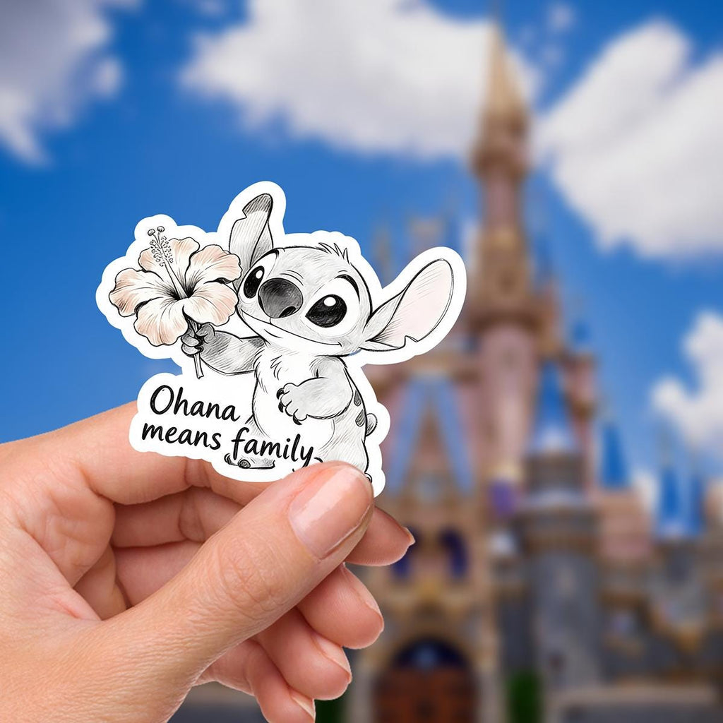 Stitch Ohana Waterproof Vinyl Sticker: Lilo and Stitch Ohana Decal.  Disney journal, journal stickers, junk journal, water bottle stickers, hydro bottle,
