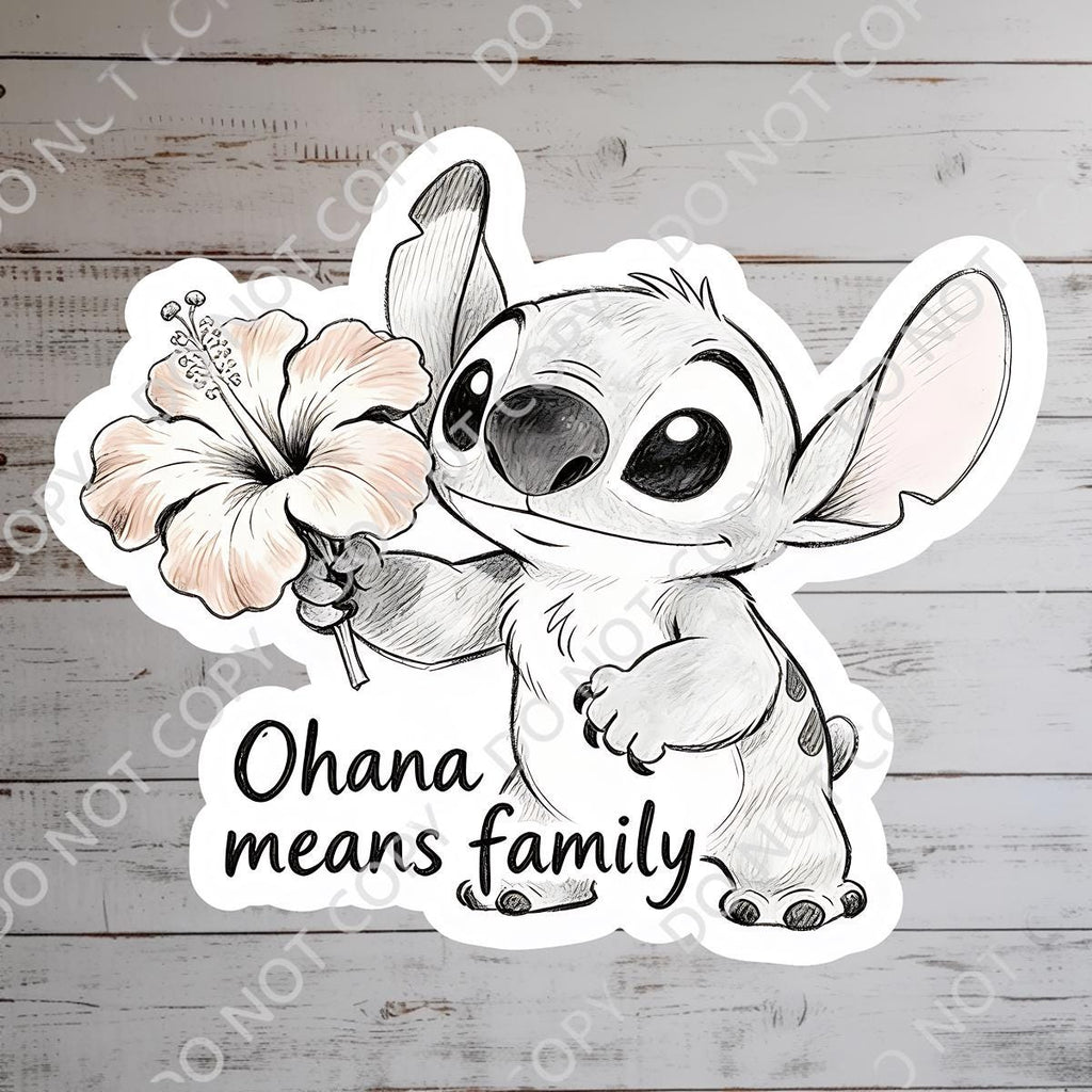 Stitch Ohana Waterproof Vinyl Sticker: Lilo and Stitch Ohana Decal.  Disney journal, journal stickers, junk journal, water bottle stickers, hydro bottle,