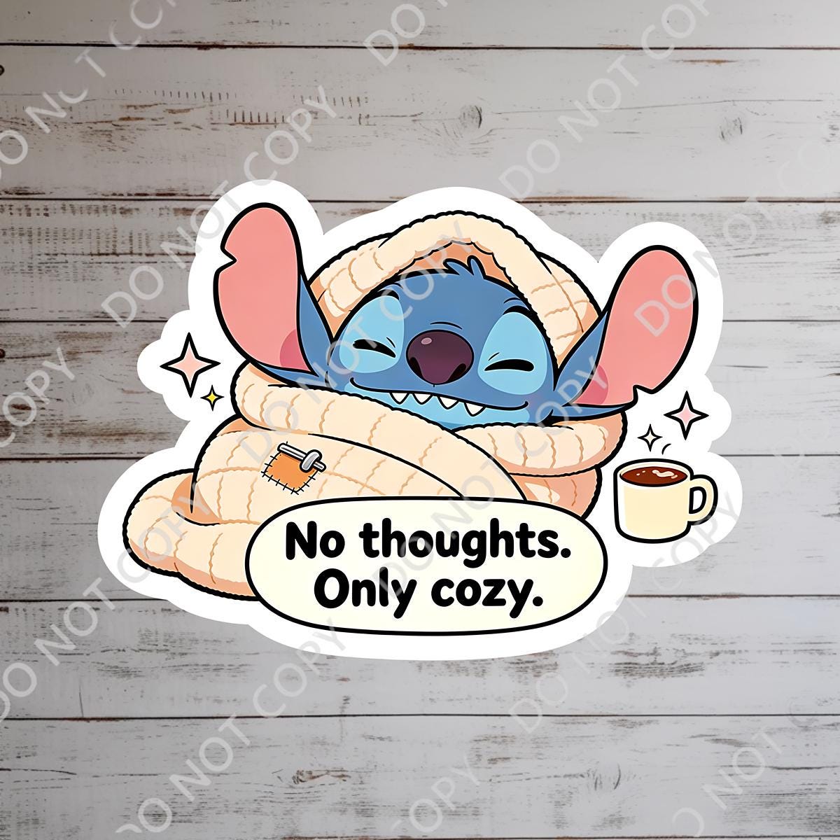Lilo & Stitch Humor Sticker: Waterproof Vinyl Decal Hydroflask Journal .  A blue Stitch sticker adult humor with red sunglasses and a newspaper. The sticker has the phrase 'silently judging' in a red, star-framed font. The background shows a blurred image of a blue sky and disney castle. Hydro bottle sticker, weather proof.